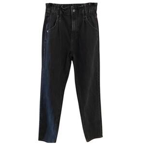 American Eagle‎ Women's High Waisted Paperbag Mom Jeans Size 00 Washed Black